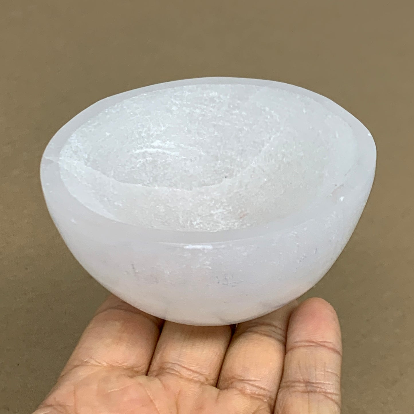 0.66 lbs, 3.2" Natural Round Selenite Bowl Crystals from Morocco, B35937