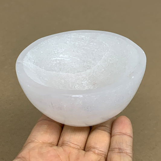 0.66 lbs, 3.2" Natural Round Selenite Bowl Crystals from Morocco, B35937