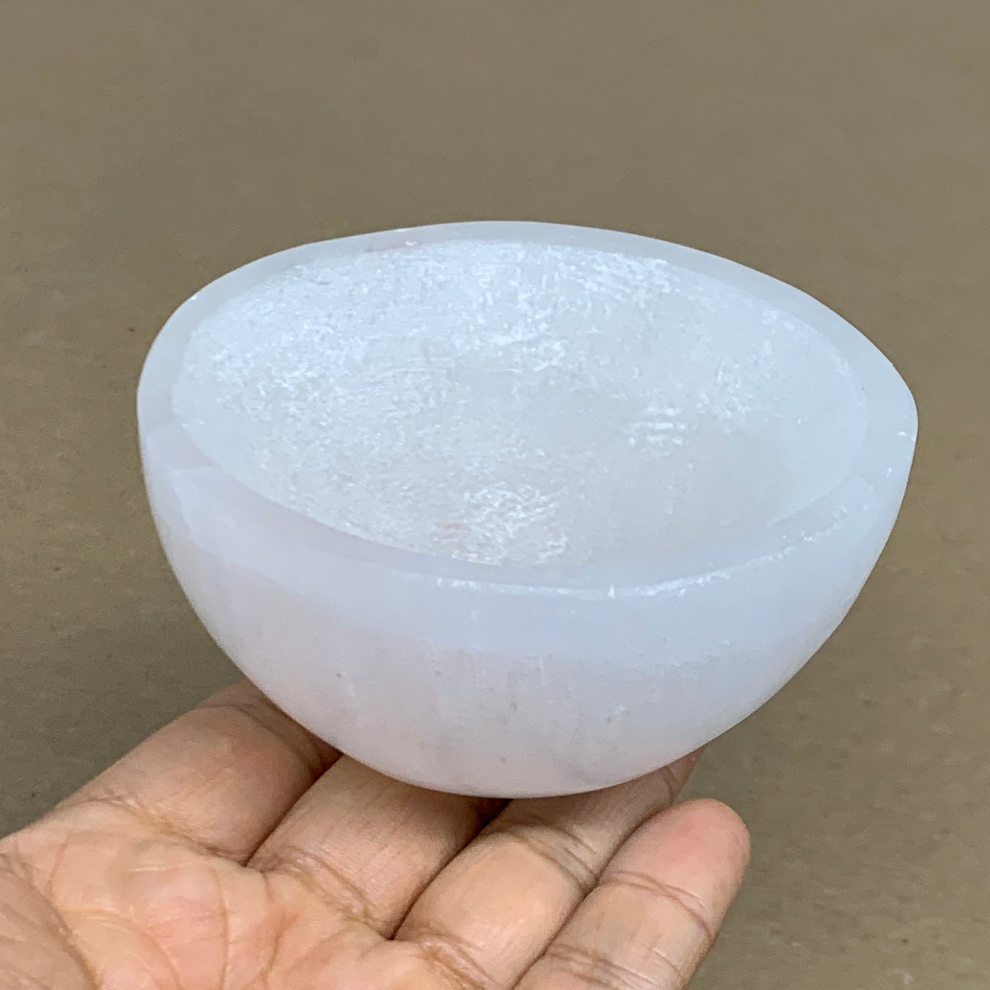 0.66 lbs, 3.2" Natural Round Selenite Bowl Crystals from Morocco, B35937