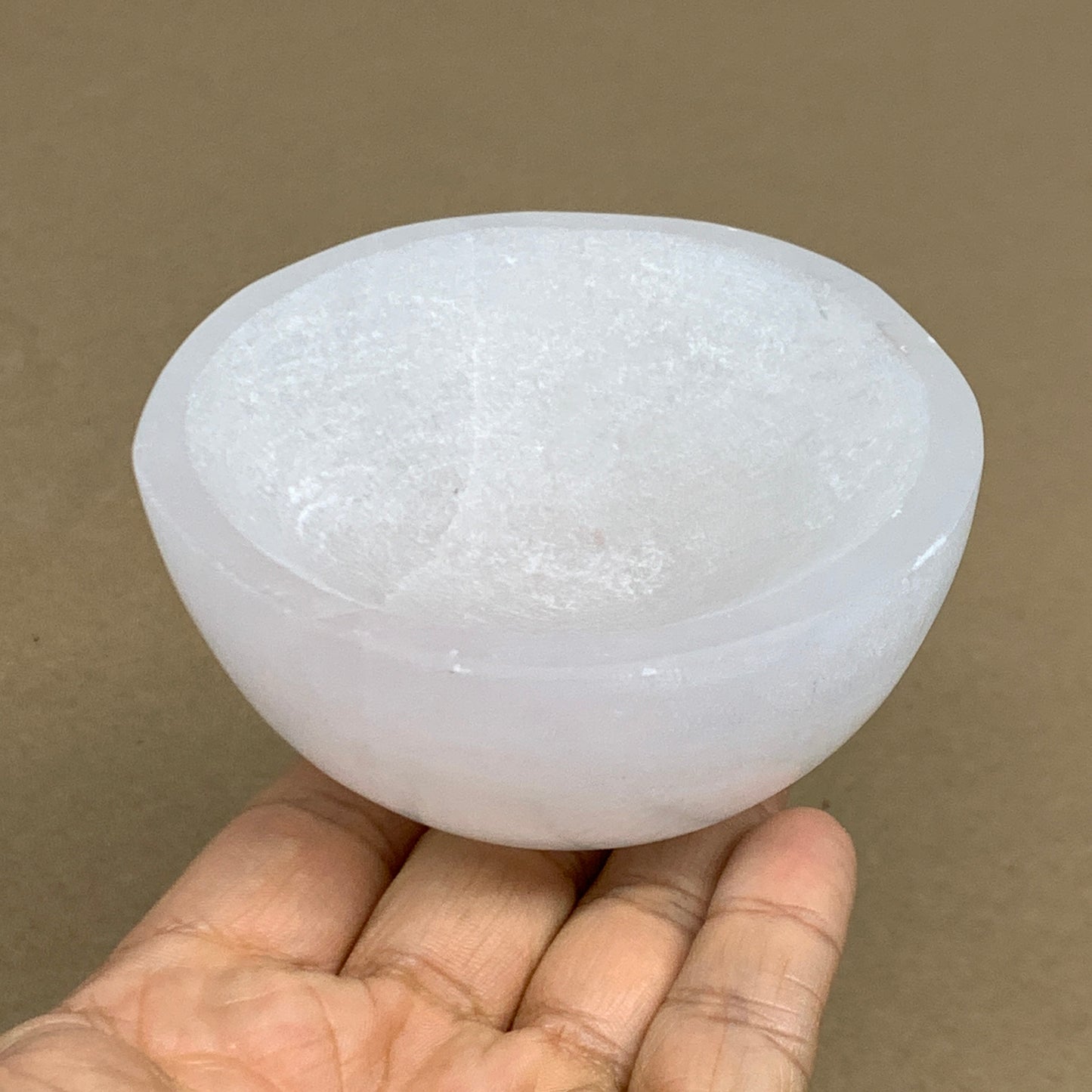 0.66 lbs, 3.2" Natural Round Selenite Bowl Crystals from Morocco, B35937