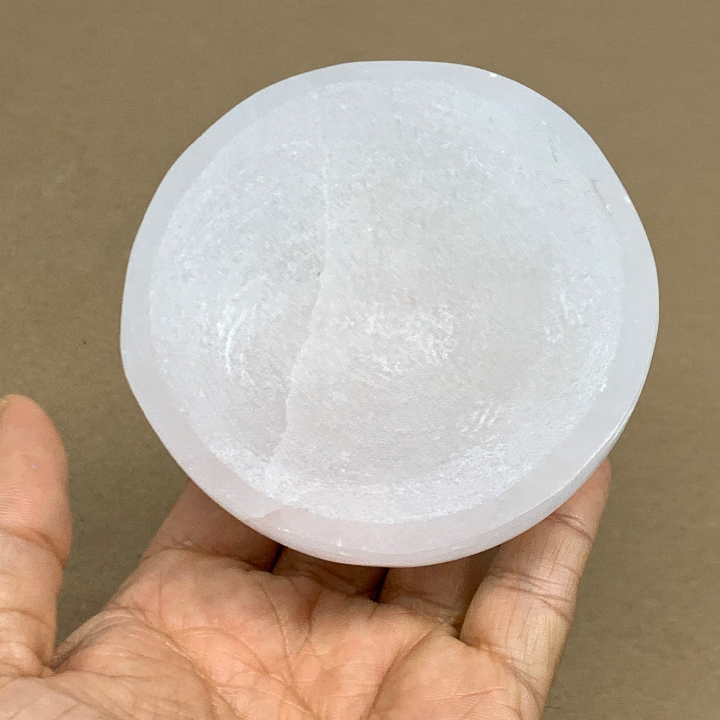 0.66 lbs, 3.2" Natural Round Selenite Bowl Crystals from Morocco, B35937