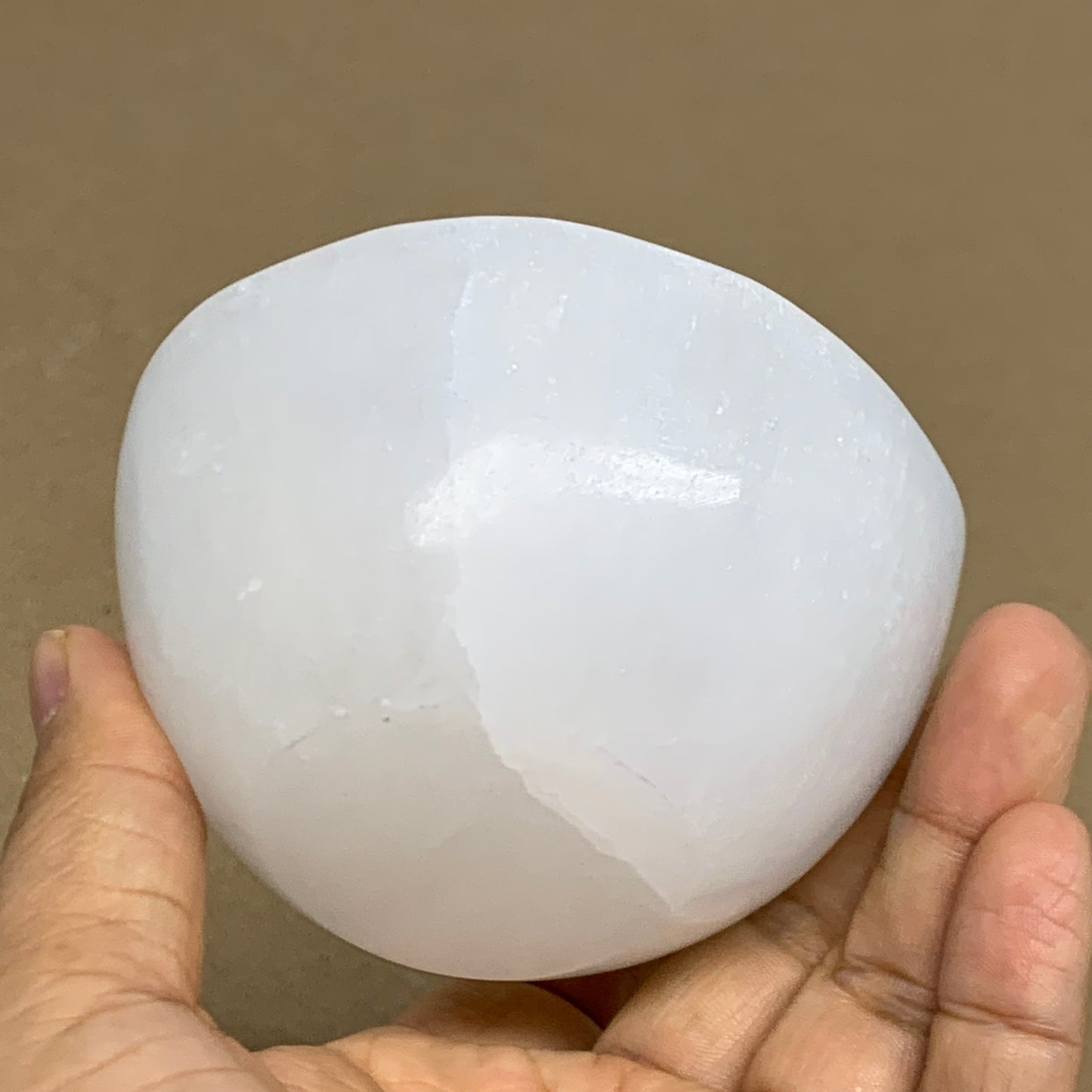 0.66 lbs, 3.2" Natural Round Selenite Bowl Crystals from Morocco, B35937