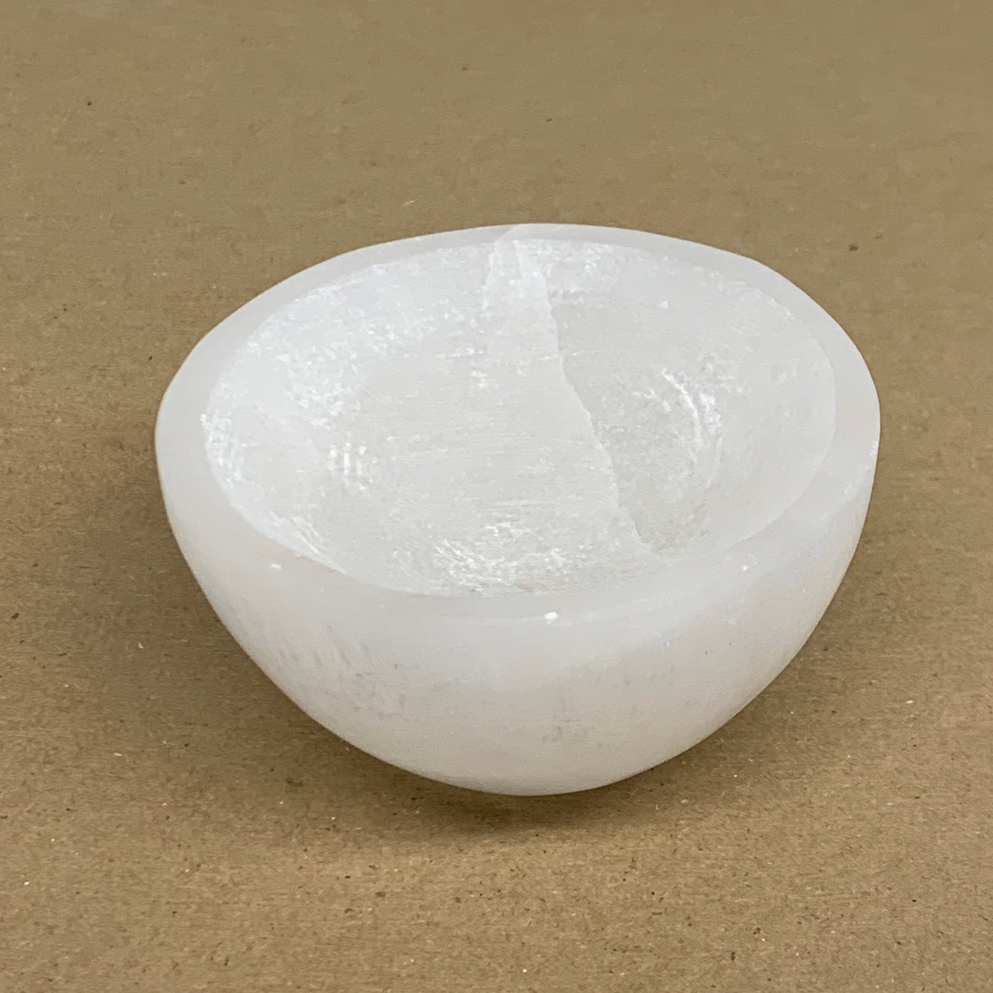 0.66 lbs, 3.2" Natural Round Selenite Bowl Crystals from Morocco, B35937