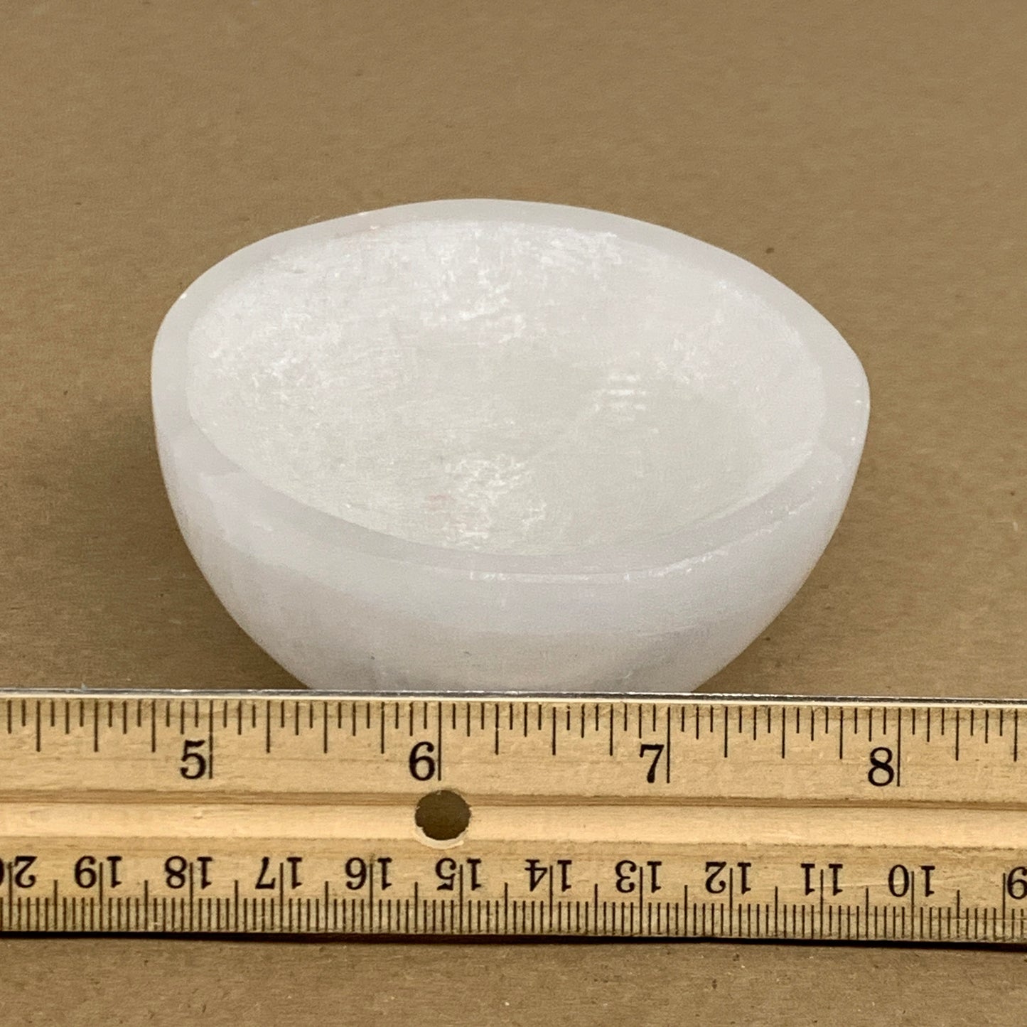 0.66 lbs, 3.2" Natural Round Selenite Bowl Crystals from Morocco, B35937