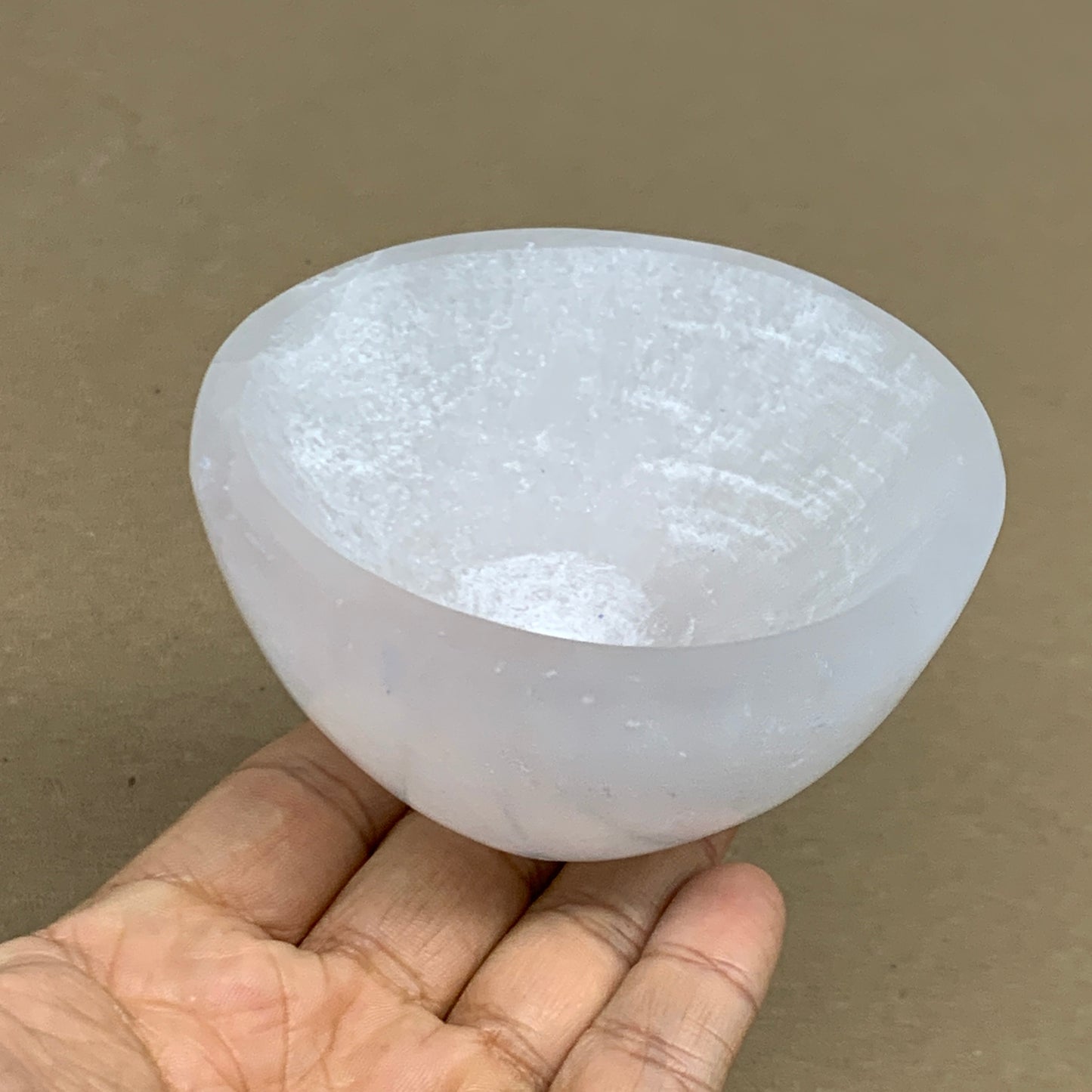 0.65 lbs, 3.5" Natural Round Selenite Bowl Crystals from Morocco, B35938