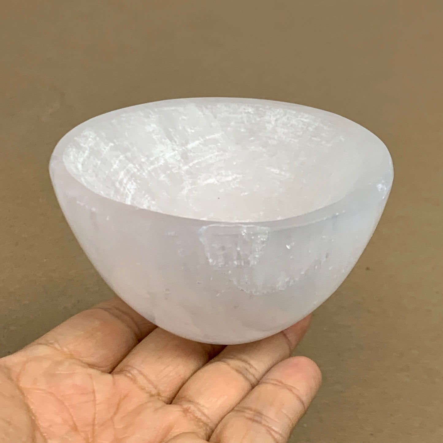 0.65 lbs, 3.5" Natural Round Selenite Bowl Crystals from Morocco, B35938