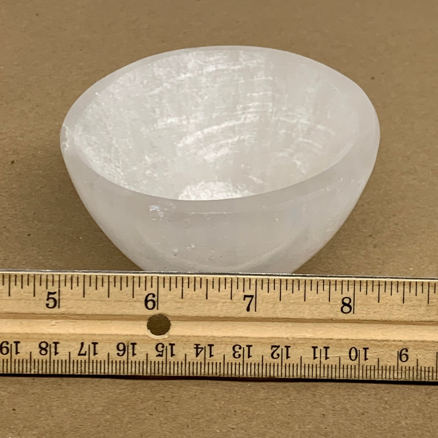 0.65 lbs, 3.5" Natural Round Selenite Bowl Crystals from Morocco, B35938