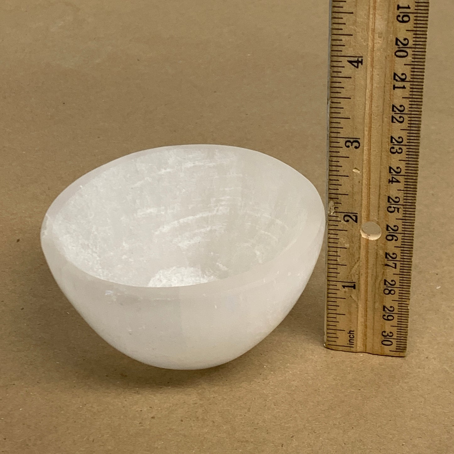 0.65 lbs, 3.5" Natural Round Selenite Bowl Crystals from Morocco, B35938