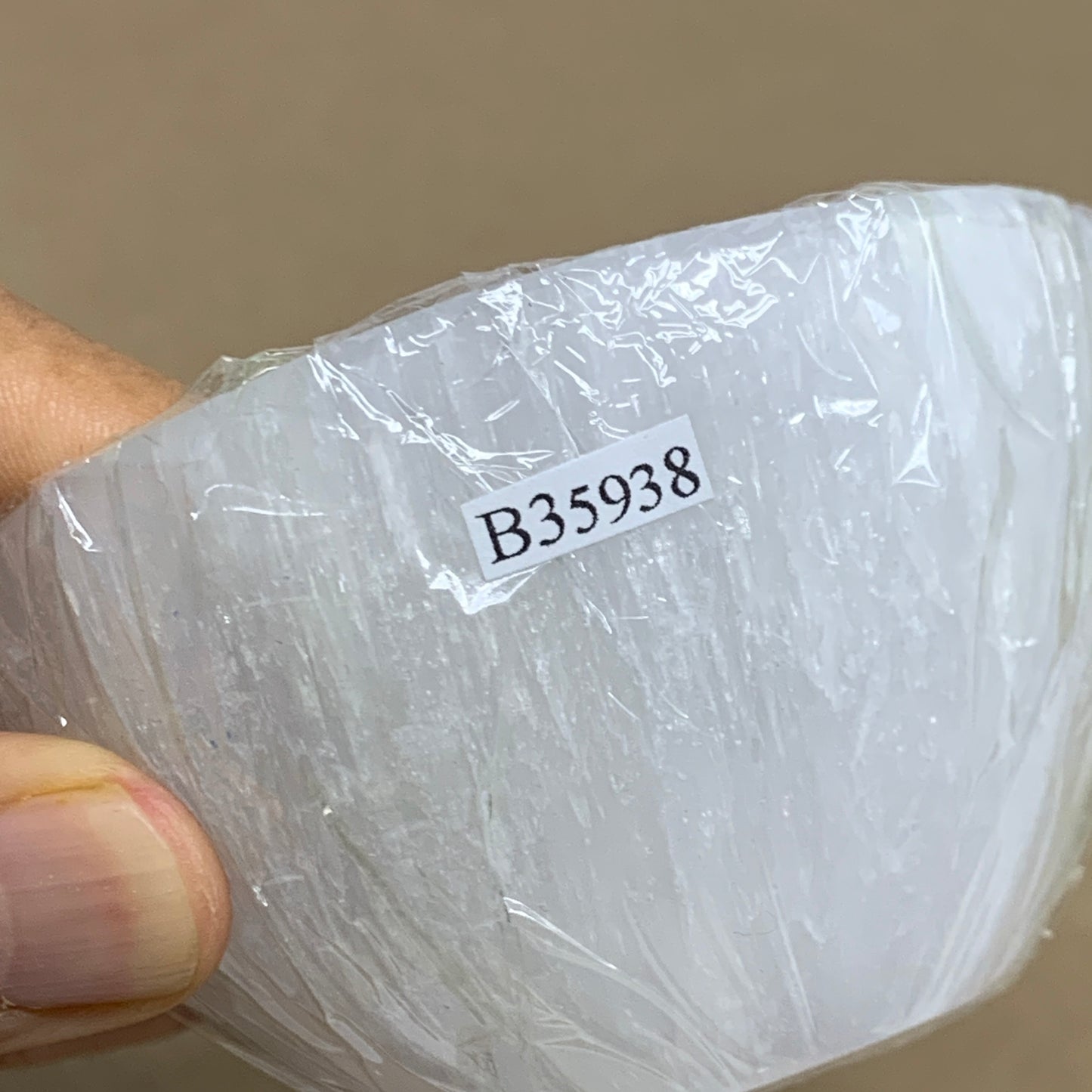 0.65 lbs, 3.5" Natural Round Selenite Bowl Crystals from Morocco, B35938