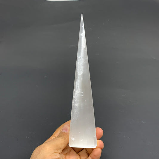 270g, 7.5"x1.6", Selenite (Satin Spar) Crystal Crystal Tower Point,B35940