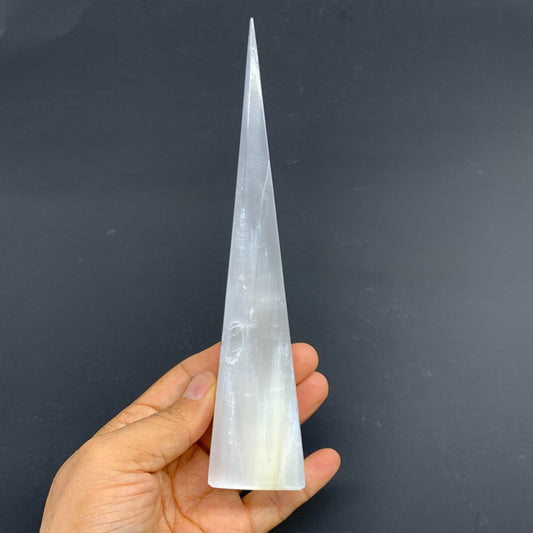 233.5g, 7.25"x1.5", Selenite (Satin Spar) Crystal Crystal Tower Point,B35941