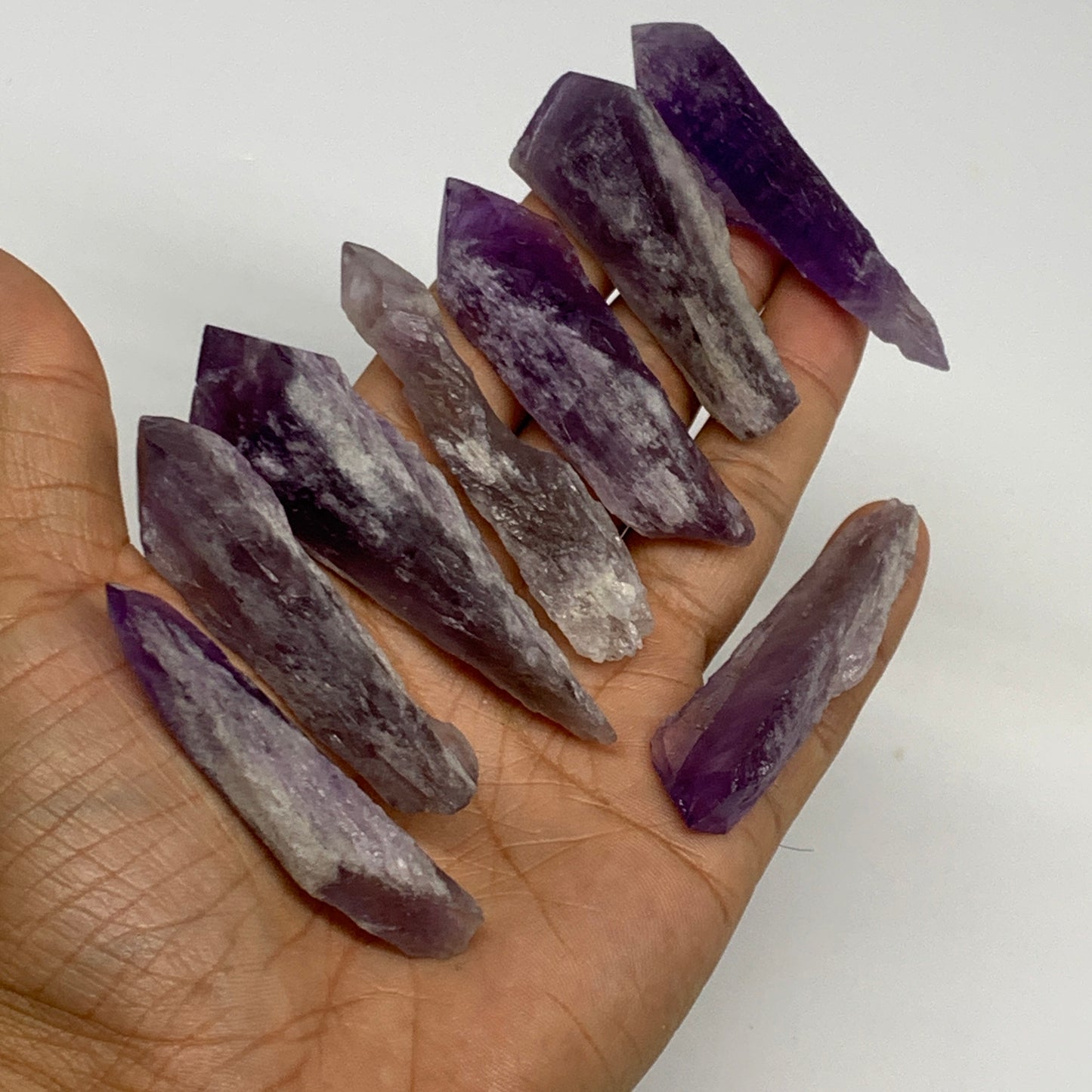 125.3g, 2.2" - 2.9", 8pcs, Amethyst Point Polished Rough lower part @Brazil, B28