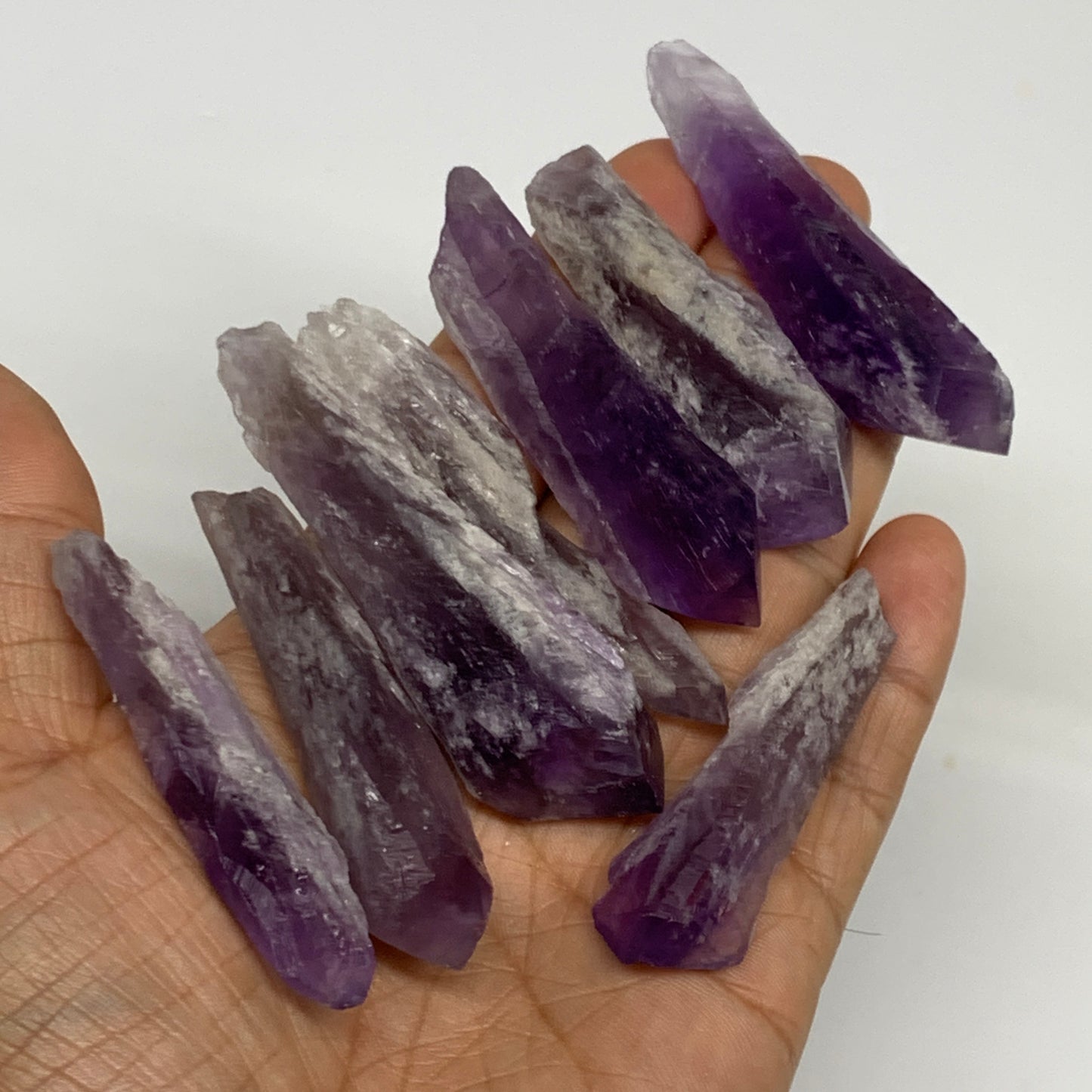 125.3g, 2.2" - 2.9", 8pcs, Amethyst Point Polished Rough lower part @Brazil, B28