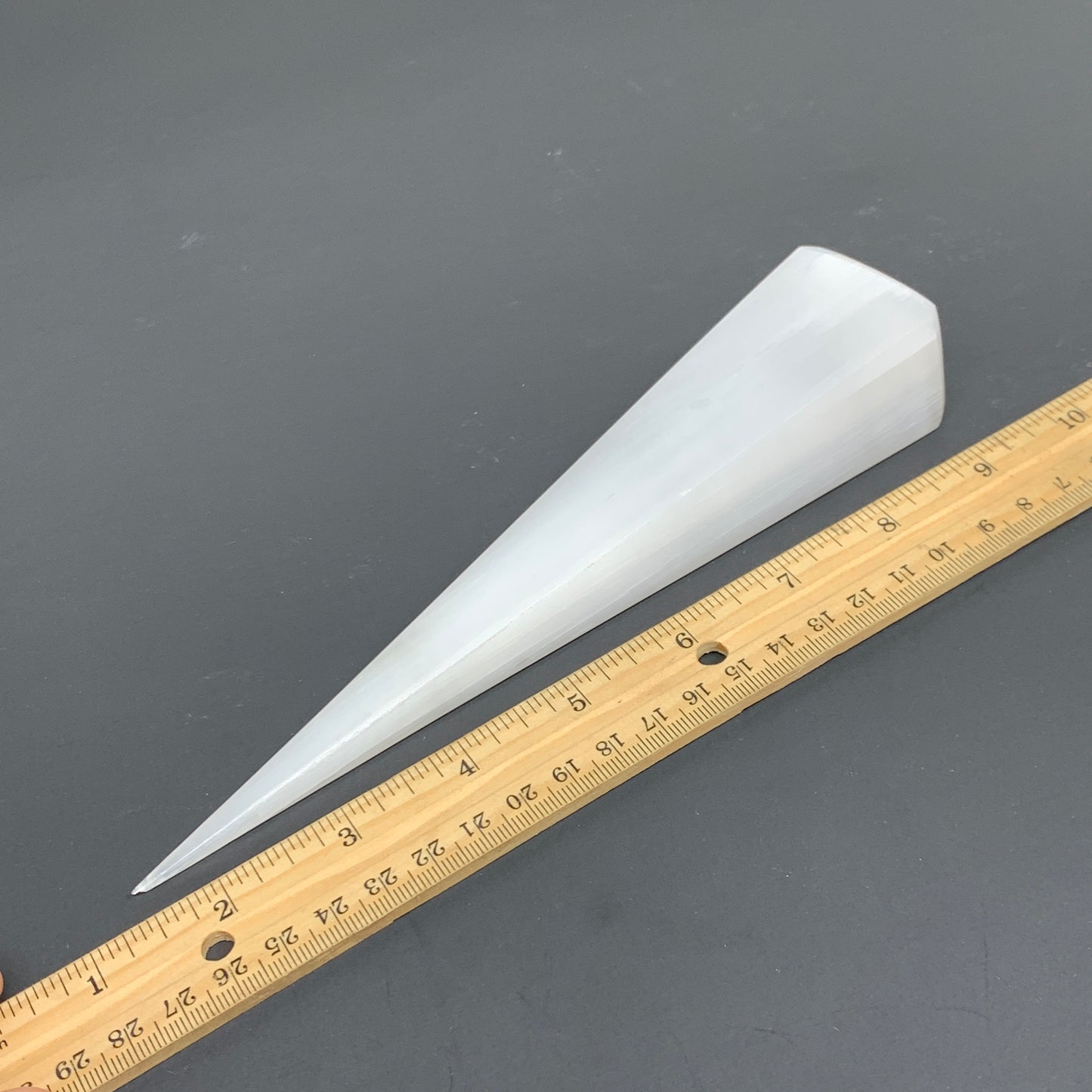 242.2g, 7.5"x1.4", Selenite (Satin Spar) Crystal Crystal Tower Point,B35942