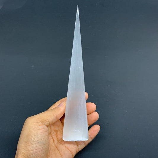 235.7g, 7.5"x1.5", Selenite (Satin Spar) Crystal Crystal Tower Point,B35944