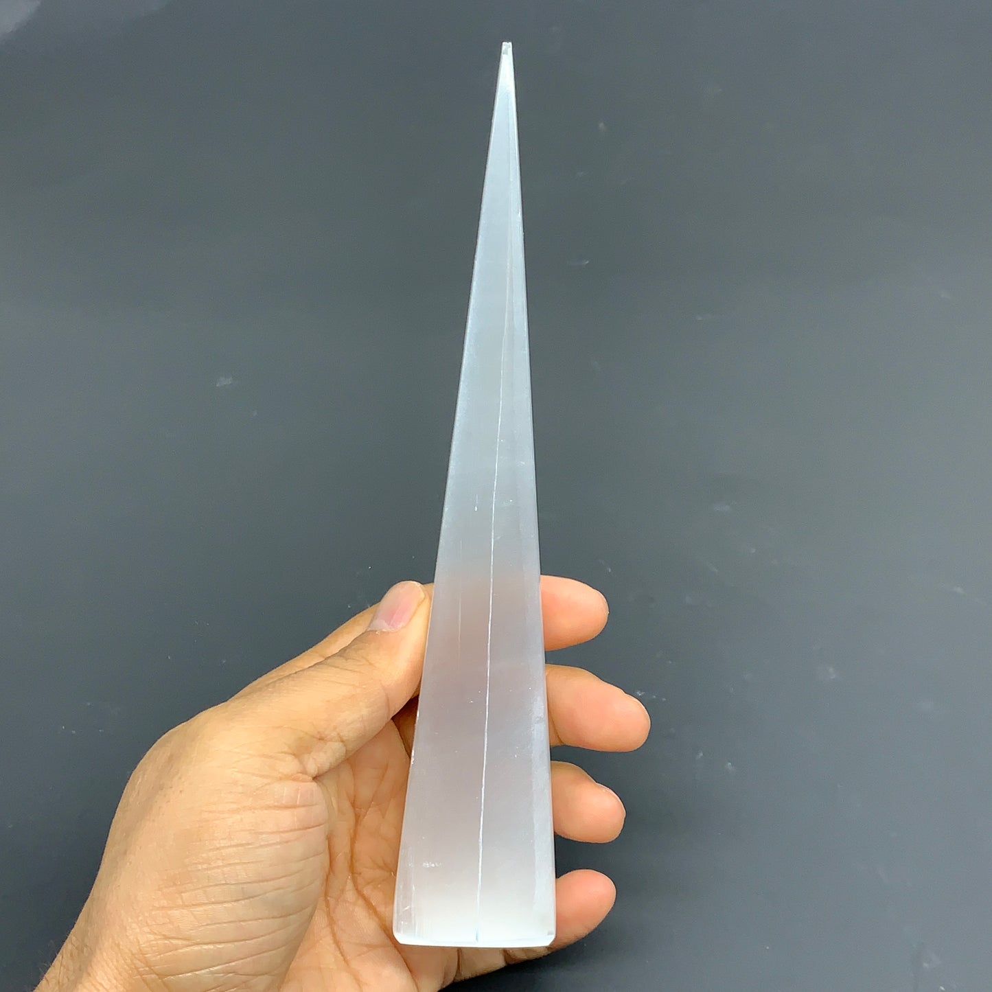 197.3g, 7.3"x1.4", Selenite (Satin Spar) Crystal Crystal Tower Point,B35945