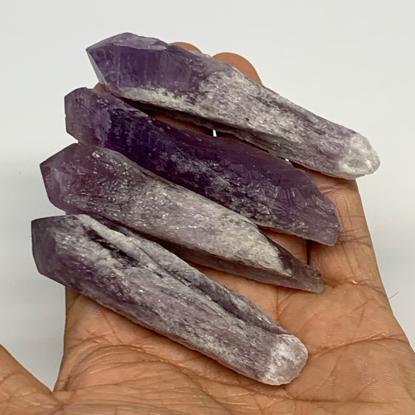 96.9g, 2.8 - 3.2", 4pcs, Amethyst Point Polished Rough lower part @Brazil, B2886