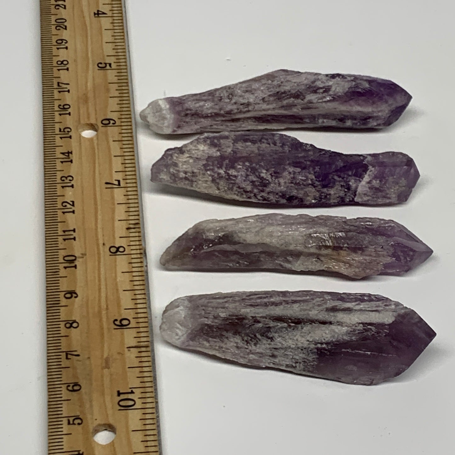 96.9g, 2.8 - 3.2", 4pcs, Amethyst Point Polished Rough lower part @Brazil, B2886