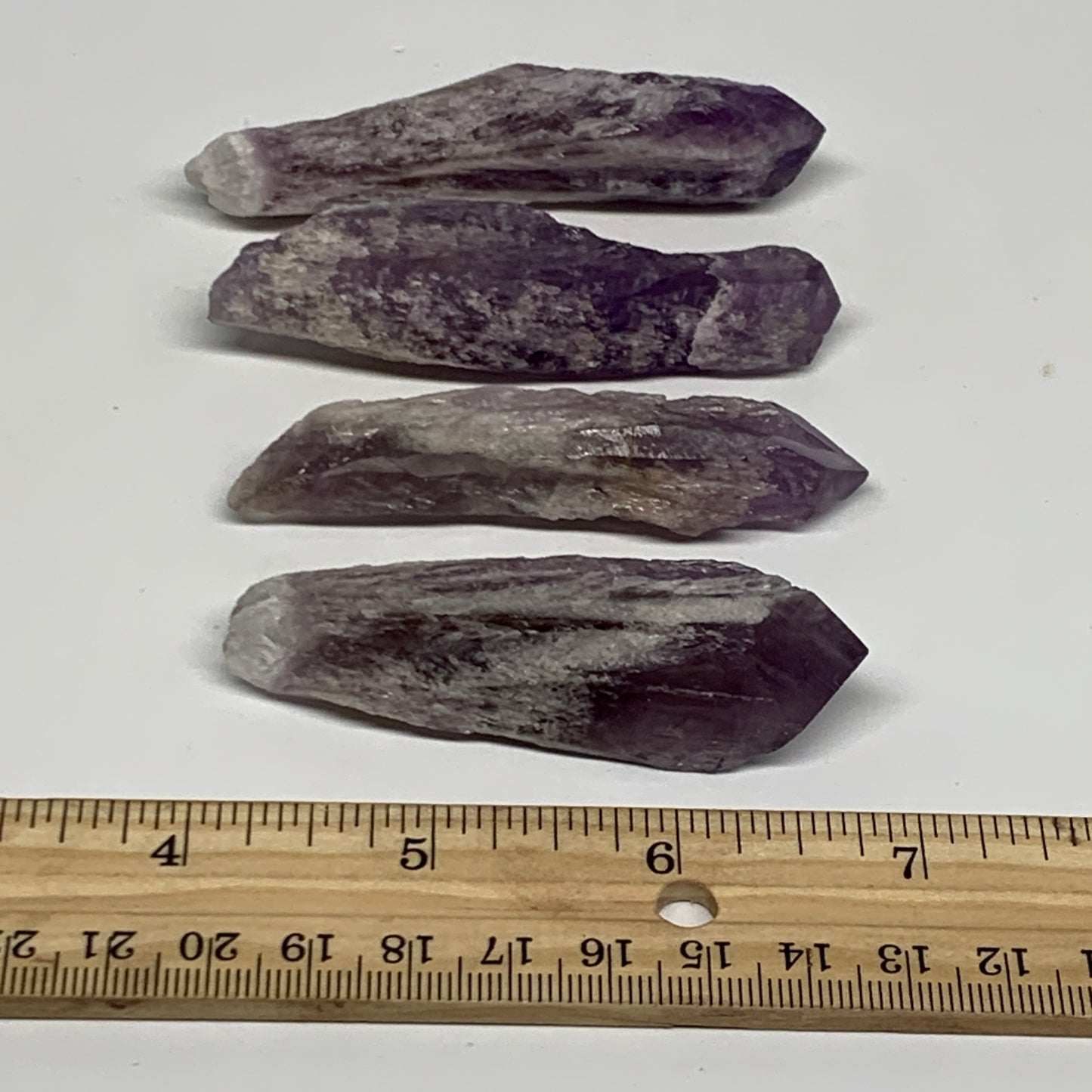 96.9g, 2.8 - 3.2", 4pcs, Amethyst Point Polished Rough lower part @Brazil, B2886