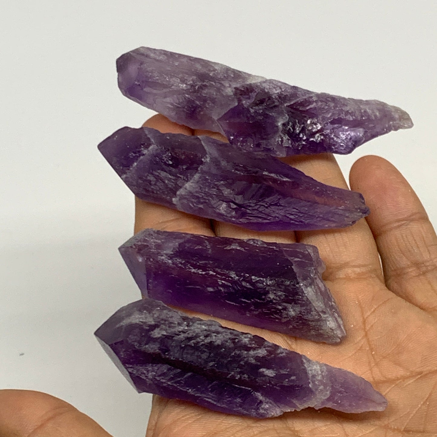 97.2g, 2.2 - 3", 4pcs, Amethyst Point Polished Rough lower part @Brazil, B28868