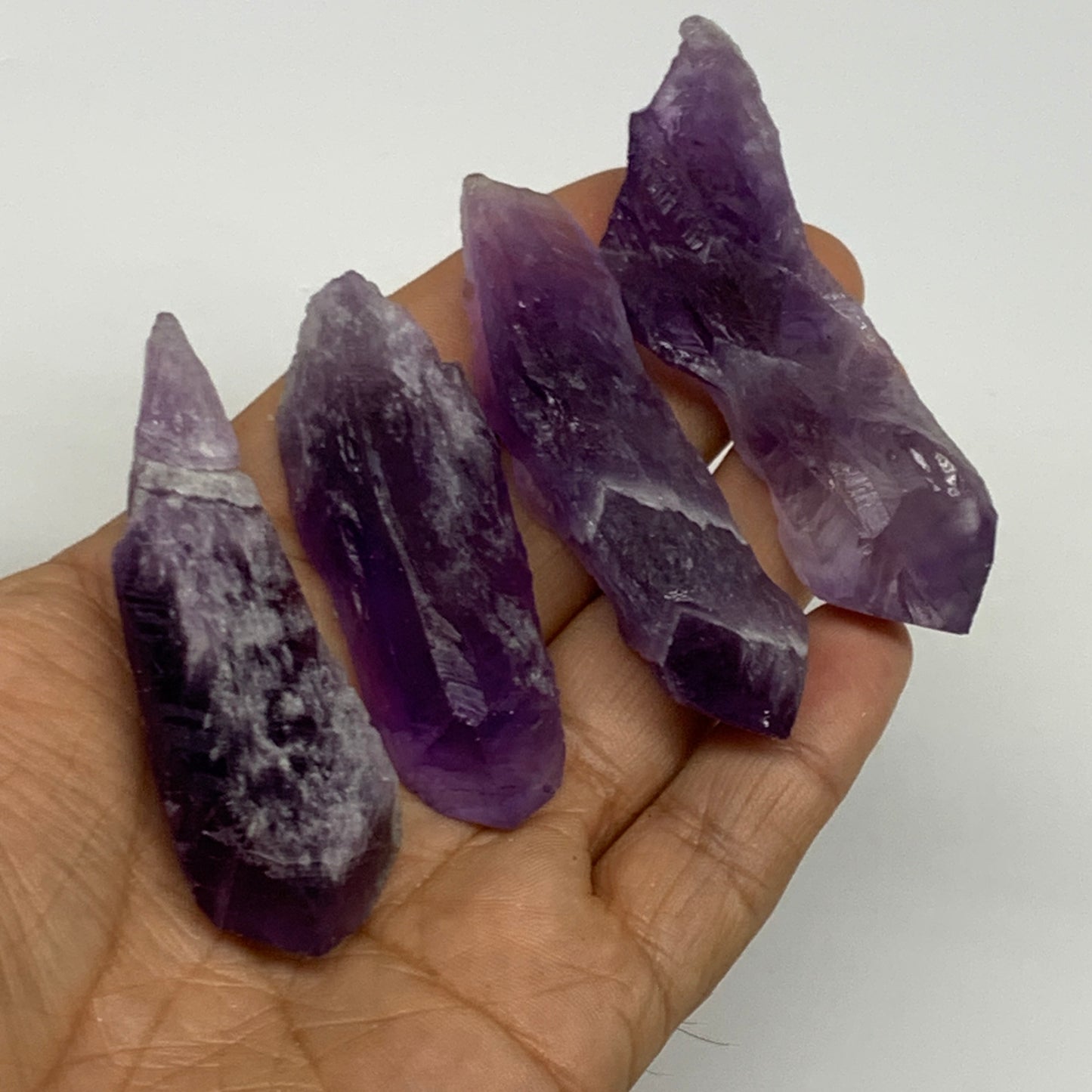 97.2g, 2.2 - 3", 4pcs, Amethyst Point Polished Rough lower part @Brazil, B28868