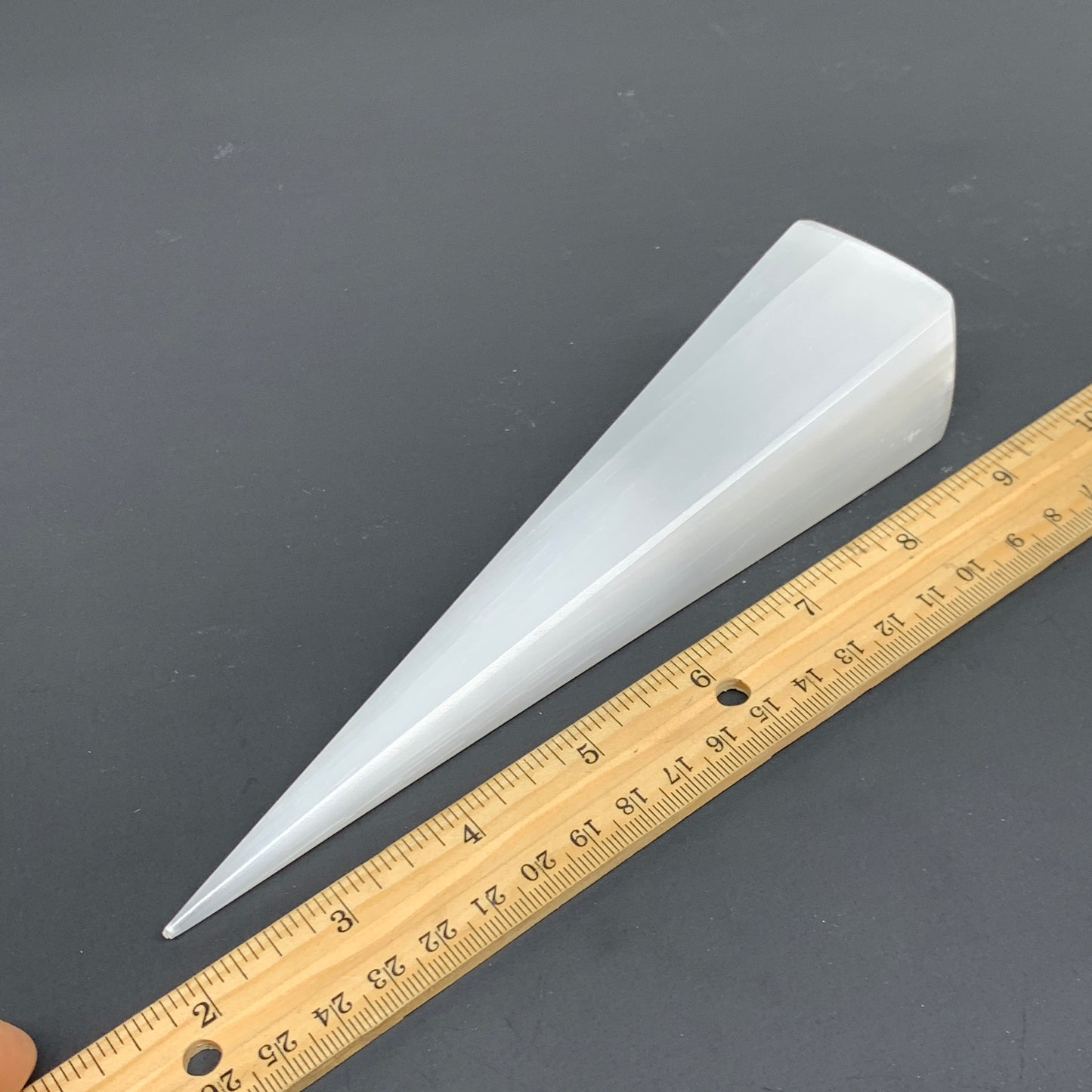 243.3g, 7"x1.5"x1.6", Selenite (Satin Spar) Crystal Crystal Tower Point,B35946