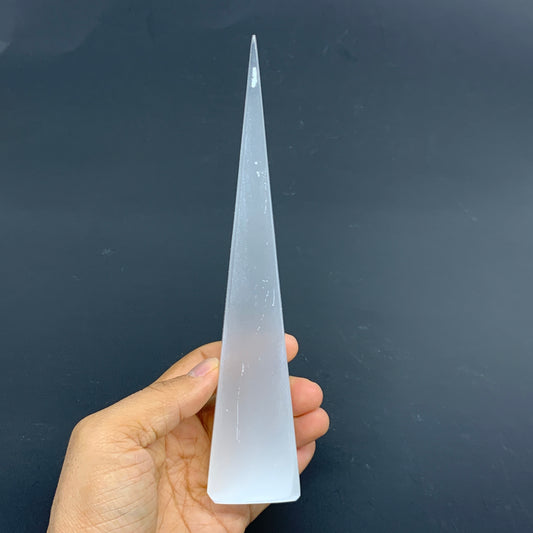 244.5g, 7.5"x1.6", Selenite (Satin Spar) Crystal Crystal Tower Point,B35947