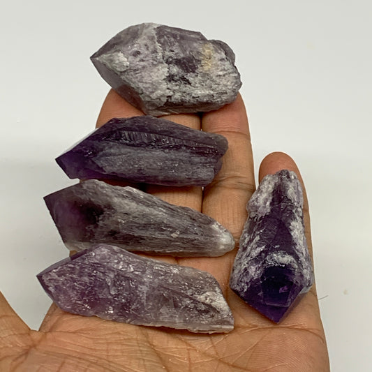 126g, 2" - 2.3",5pcs, Amethyst Point Polished Rough lower part @Brazil, B28872