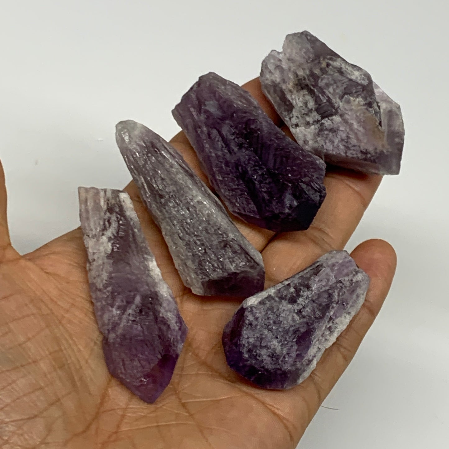 126g, 2" - 2.3",5pcs, Amethyst Point Polished Rough lower part @Brazil, B28872