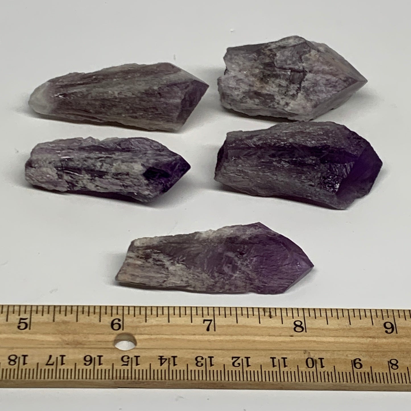 126g, 2" - 2.3",5pcs, Amethyst Point Polished Rough lower part @Brazil, B28872