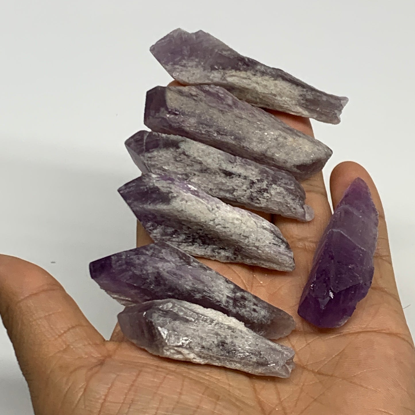 127.7g, 2" - 2.5",7pcs, Amethyst Point Polished Rough lower part @Brazil, B28873