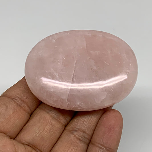 86.6g , 2.4"x1.8"x0.8", Natural Pink Rose Quartz Palm-stone Crystal, B34523