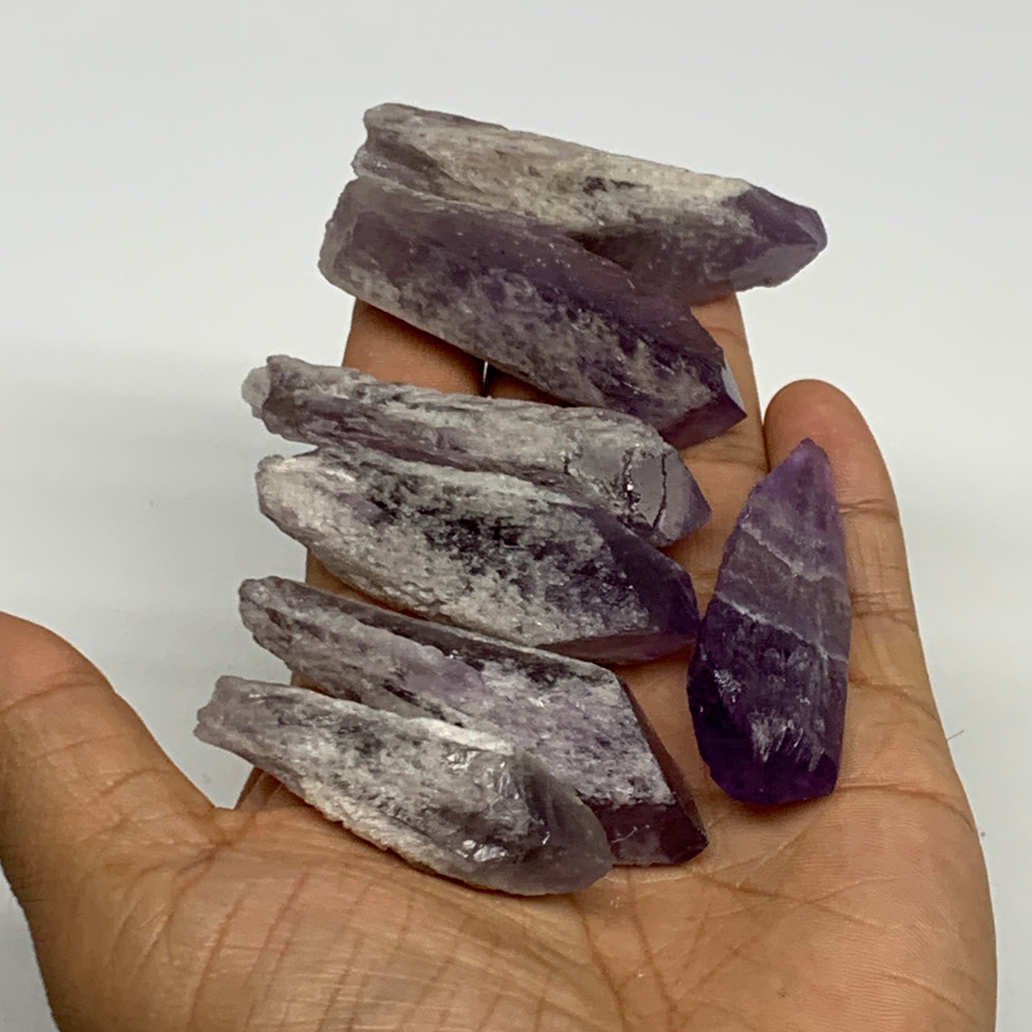 127.7g, 2" - 2.5",7pcs, Amethyst Point Polished Rough lower part @Brazil, B28873