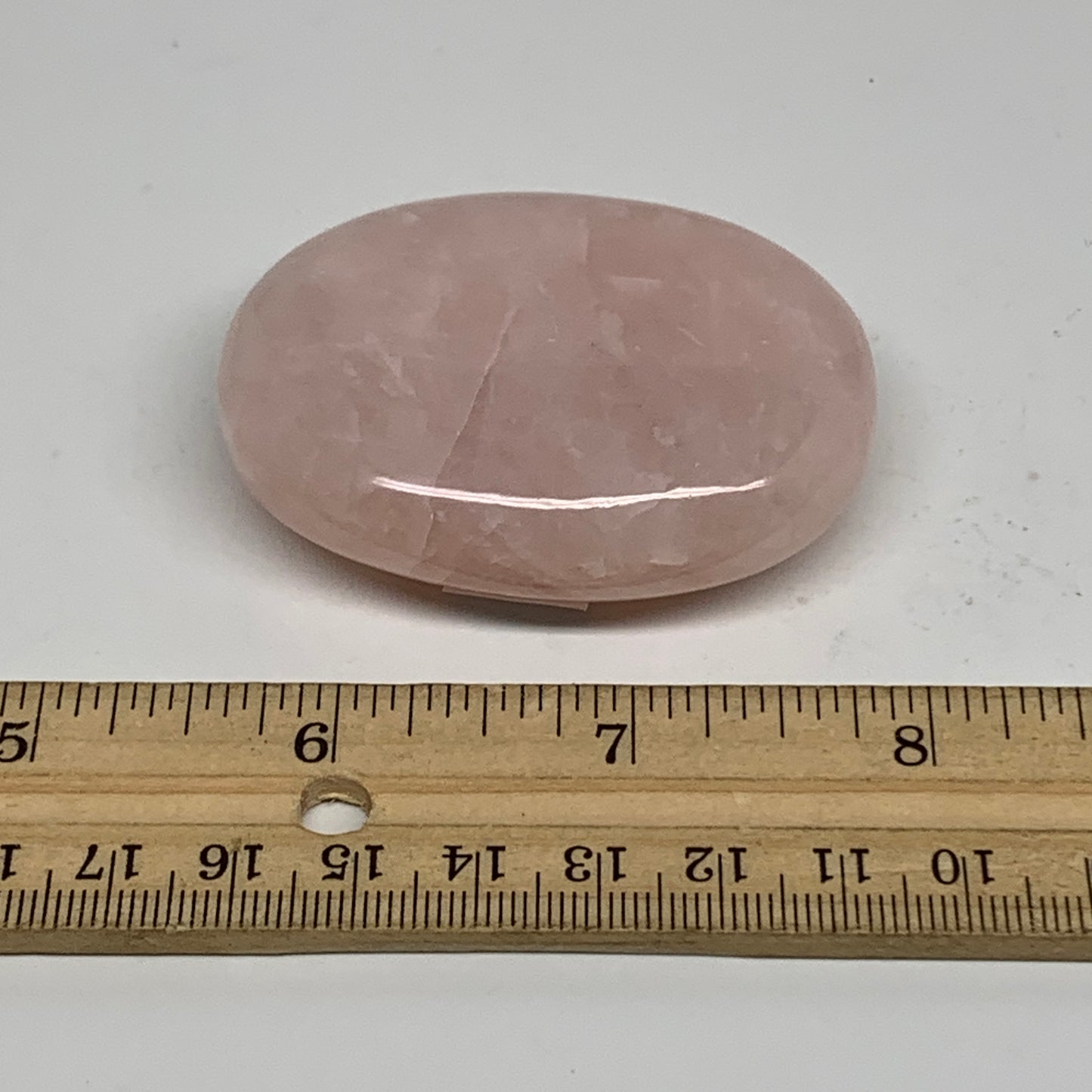 86.6g , 2.4"x1.8"x0.8", Natural Pink Rose Quartz Palm-stone Crystal, B34523