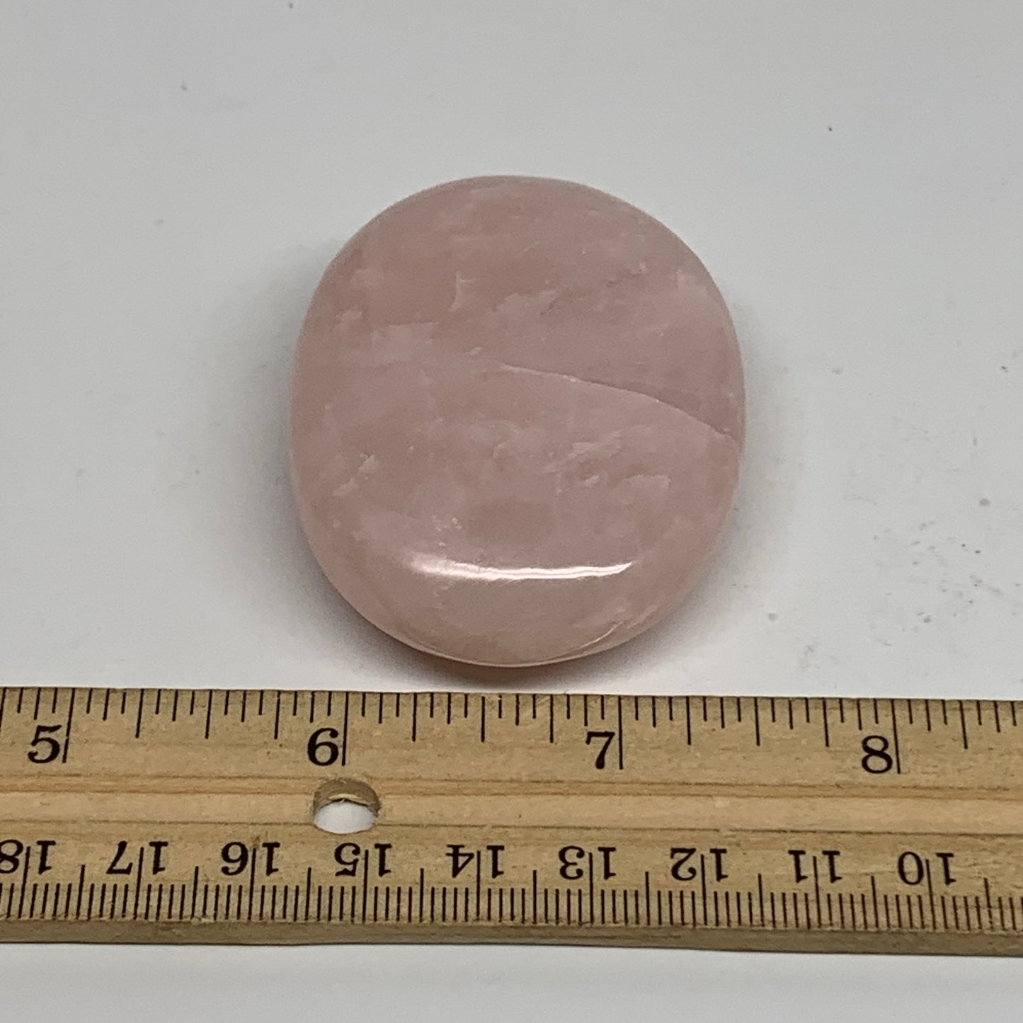 86.6g , 2.4"x1.8"x0.8", Natural Pink Rose Quartz Palm-stone Crystal, B34523