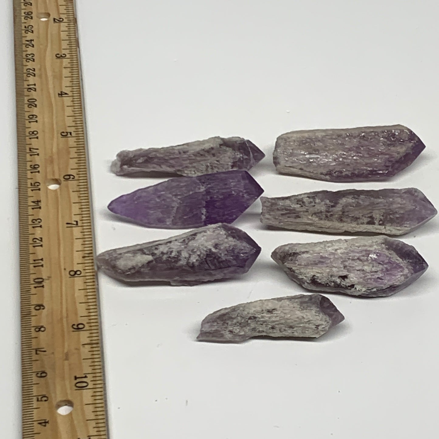 127.7g, 2" - 2.5",7pcs, Amethyst Point Polished Rough lower part @Brazil, B28873