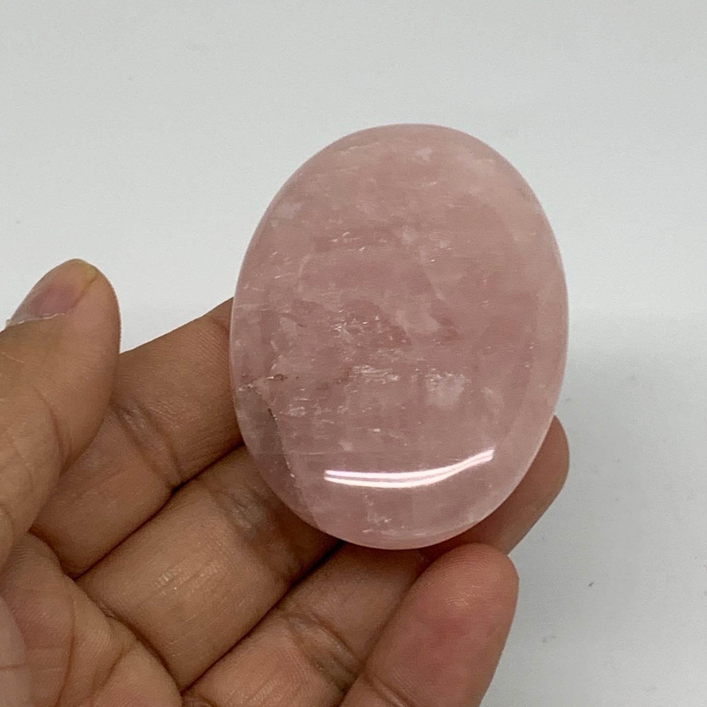 67.3g , 2.4"x1.6"x0.7", Natural Pink Rose Quartz Palm-stone Crystal, B34526