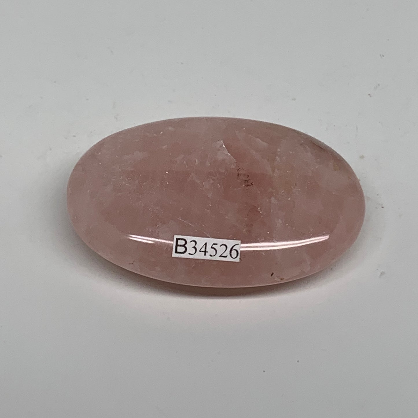 67.3g , 2.4"x1.6"x0.7", Natural Pink Rose Quartz Palm-stone Crystal, B34526