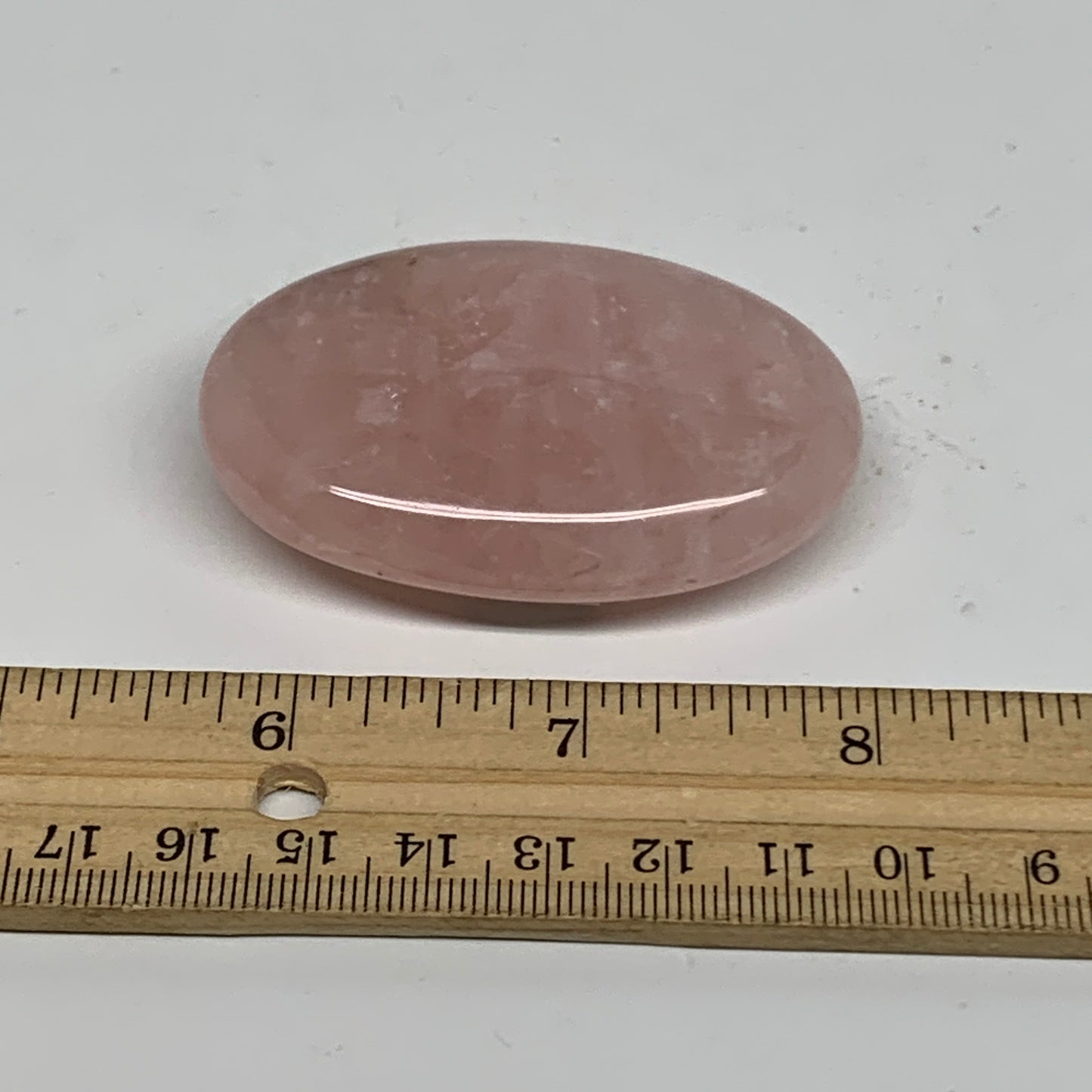 67.3g , 2.4"x1.6"x0.7", Natural Pink Rose Quartz Palm-stone Crystal, B34526