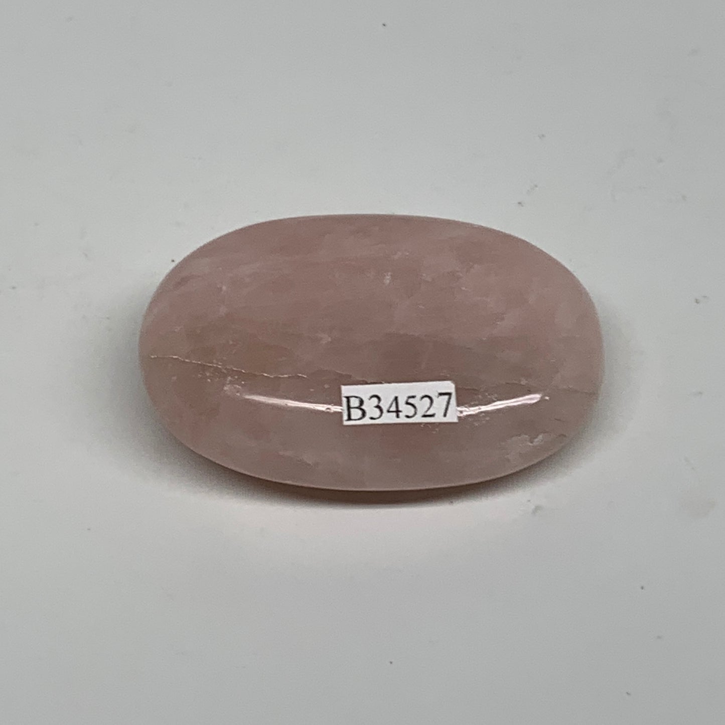 68.1[g , 2.2"x1.5"x0.7", Natural Pink Rose Quartz Palm-stone Crystal, B34527