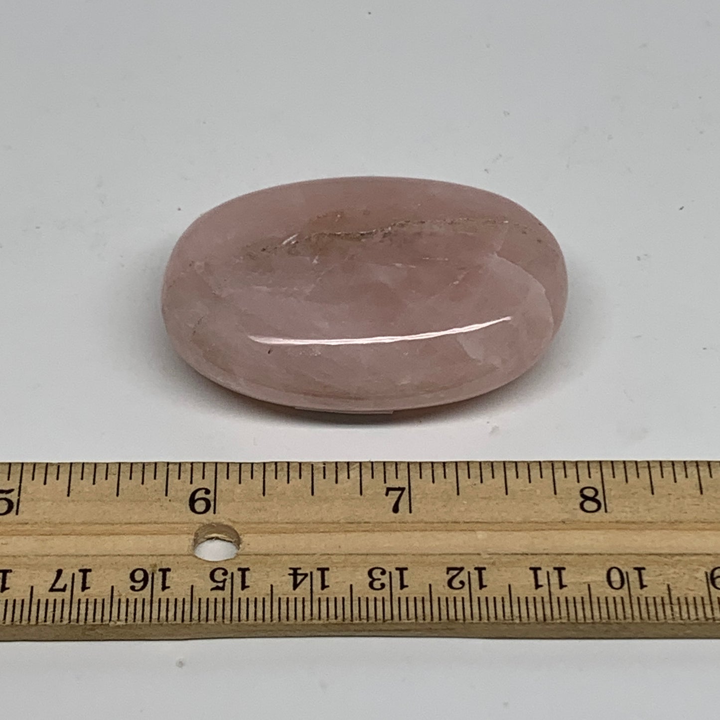 68.1[g , 2.2"x1.5"x0.7", Natural Pink Rose Quartz Palm-stone Crystal, B34527