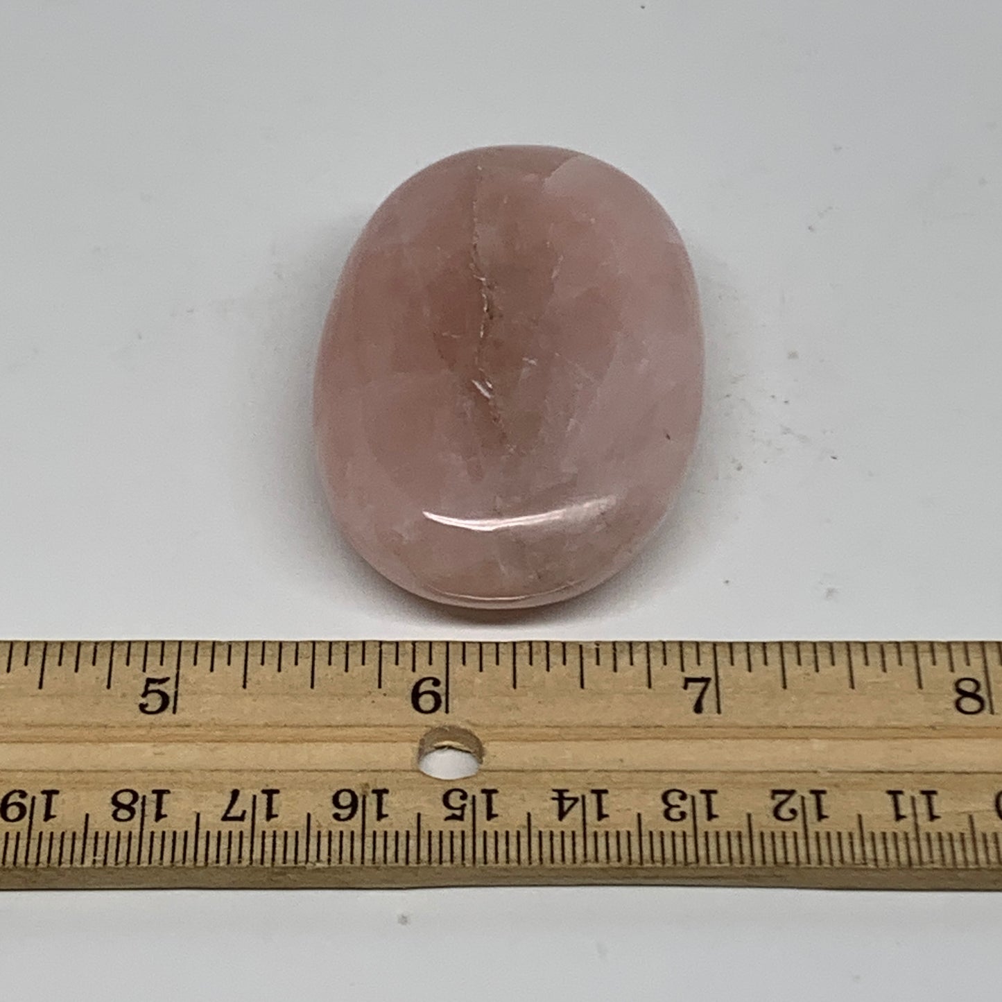 68.1[g , 2.2"x1.5"x0.7", Natural Pink Rose Quartz Palm-stone Crystal, B34527