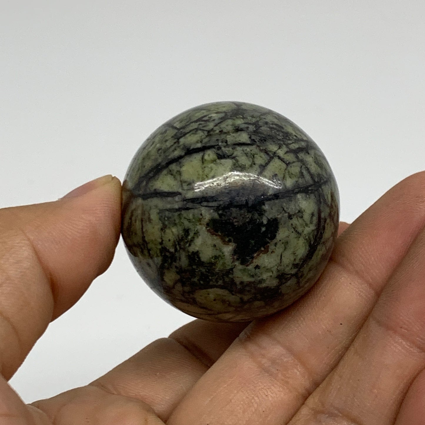 123.6g, 2.2"x1.5" Natural Green Serpentine Egg Polished Gemstone, B35300