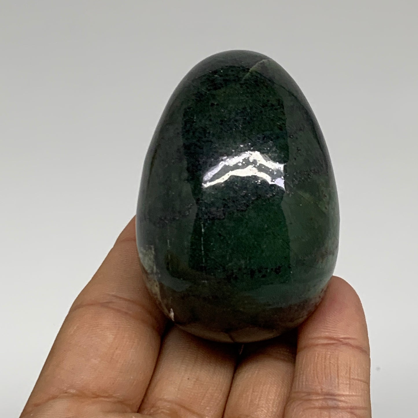 149.9g, 2.4"x1.6" Natural Green Serpentine Egg Polished Gemstone, B35301