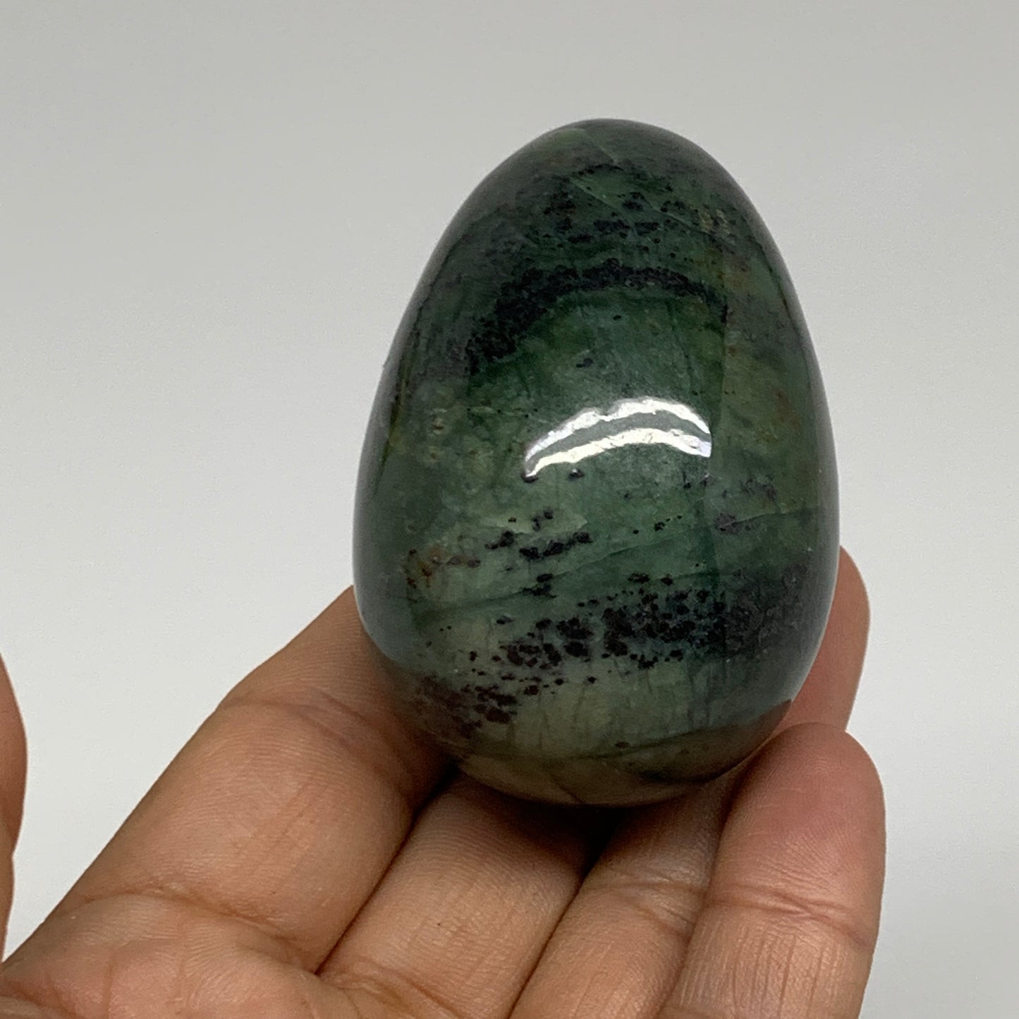 149.9g, 2.4"x1.6" Natural Green Serpentine Egg Polished Gemstone, B35301