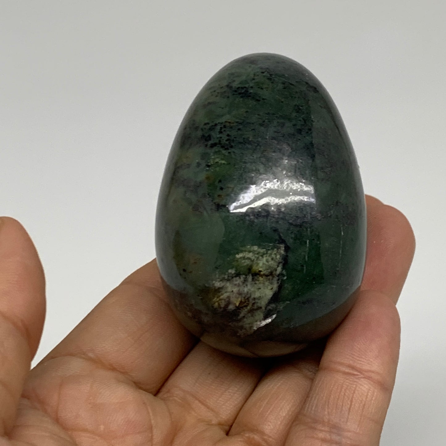 149.9g, 2.4"x1.6" Natural Green Serpentine Egg Polished Gemstone, B35301