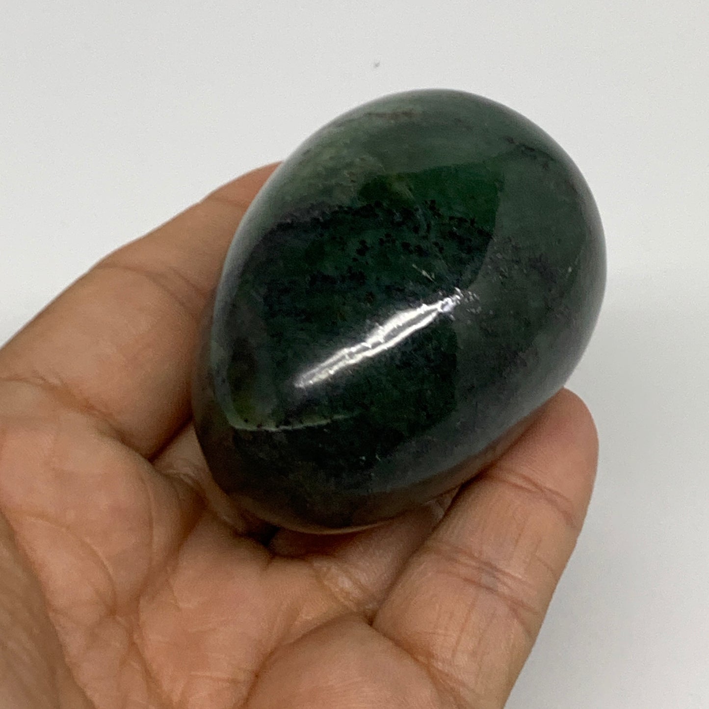 149.9g, 2.4"x1.6" Natural Green Serpentine Egg Polished Gemstone, B35301