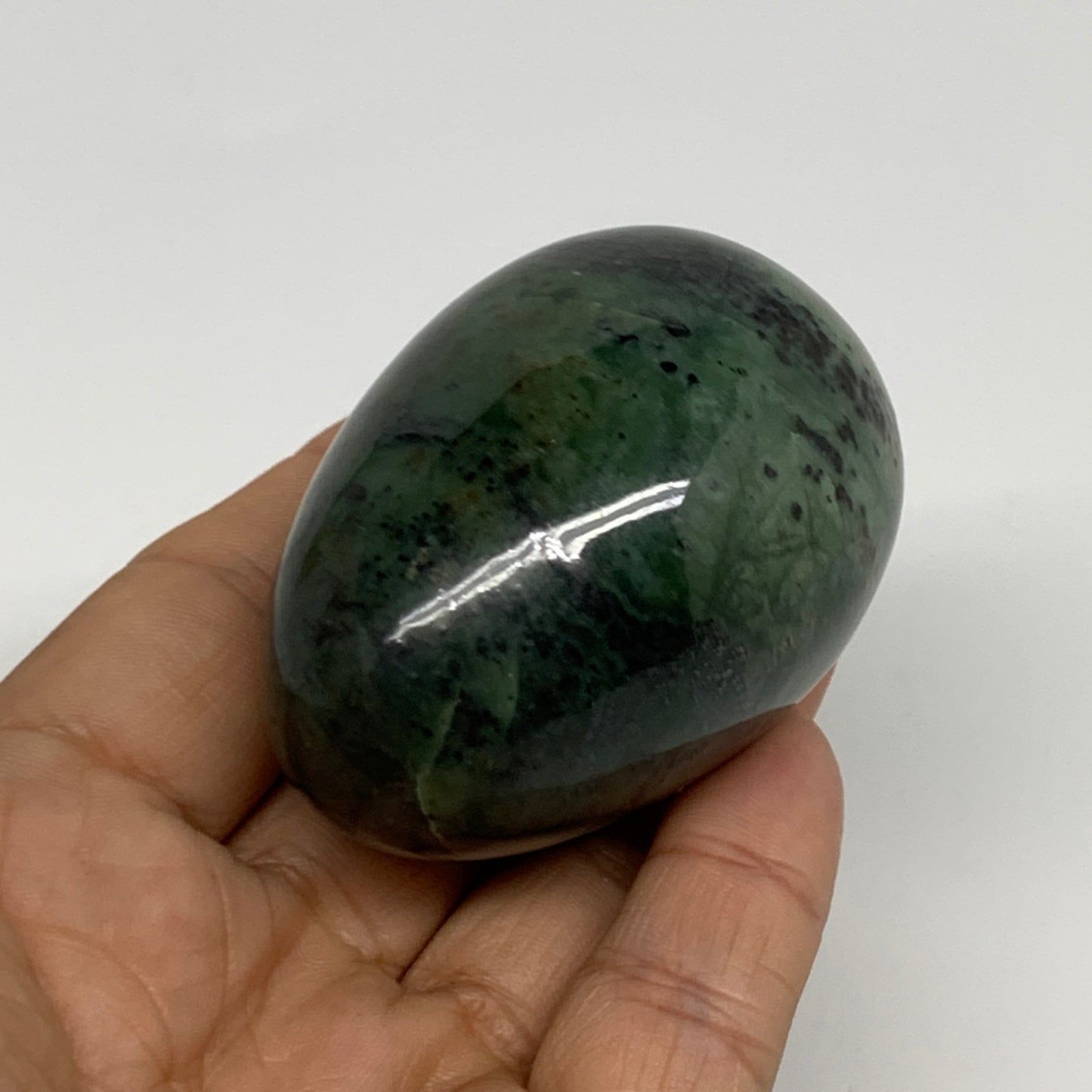 149.9g, 2.4"x1.6" Natural Green Serpentine Egg Polished Gemstone, B35301