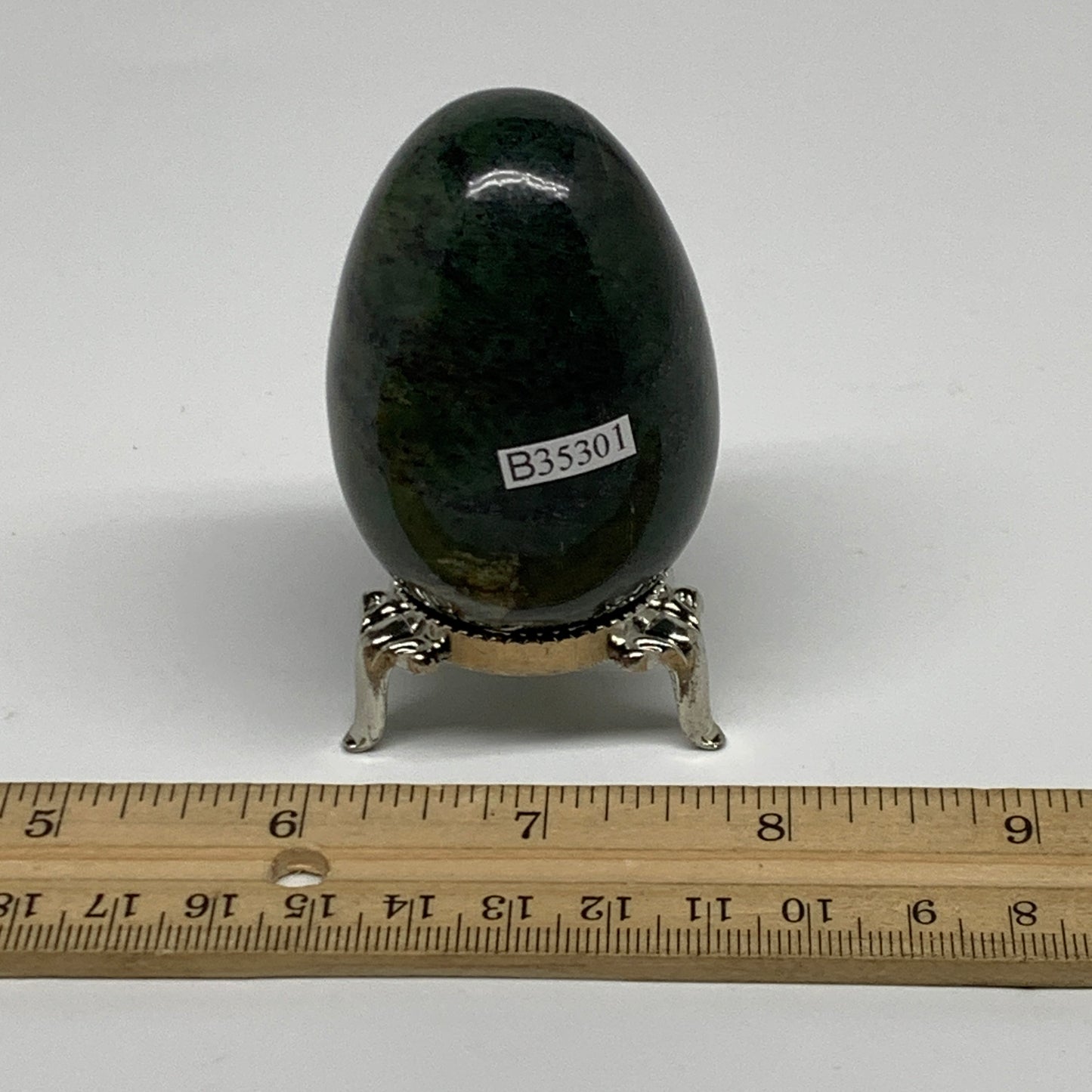 149.9g, 2.4"x1.6" Natural Green Serpentine Egg Polished Gemstone, B35301