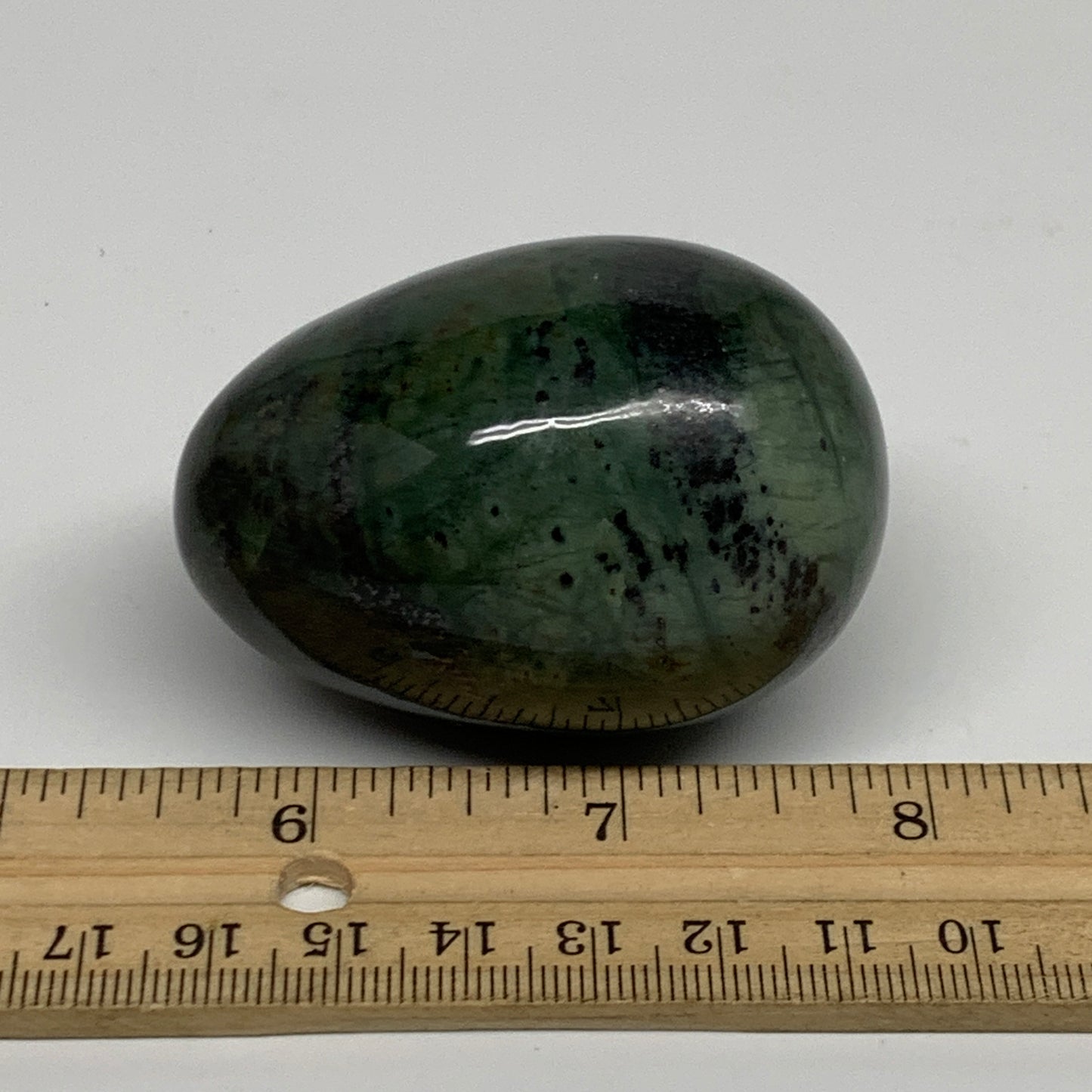 149.9g, 2.4"x1.6" Natural Green Serpentine Egg Polished Gemstone, B35301